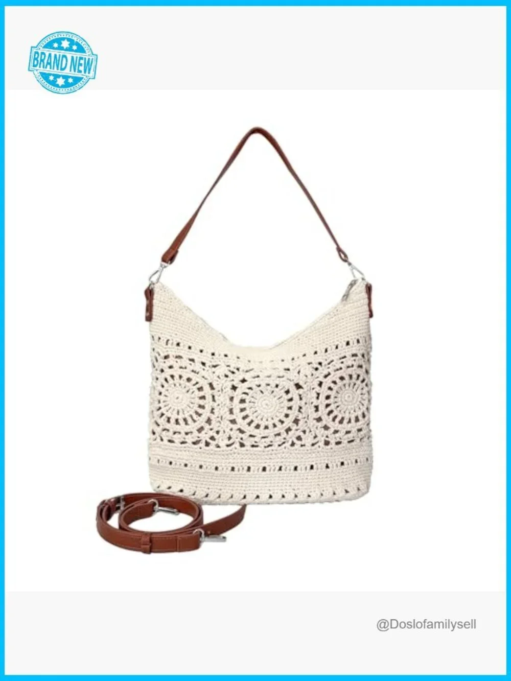 Handmade Crochet Hobo Bag Large Crossbody Shoulder Purse Boho Y2K